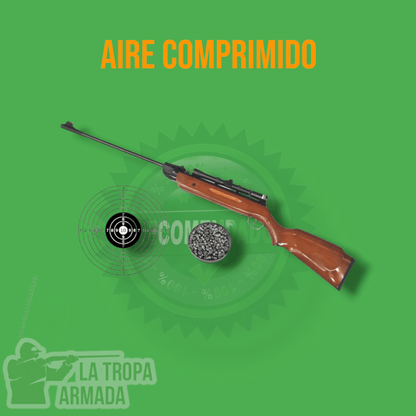 Rifle de Aire Comprimido Sistema Resorte  Calibre .177/.22 Mira 4x20 + 250 Diábolos  Fibra Óptica TRUGLO
