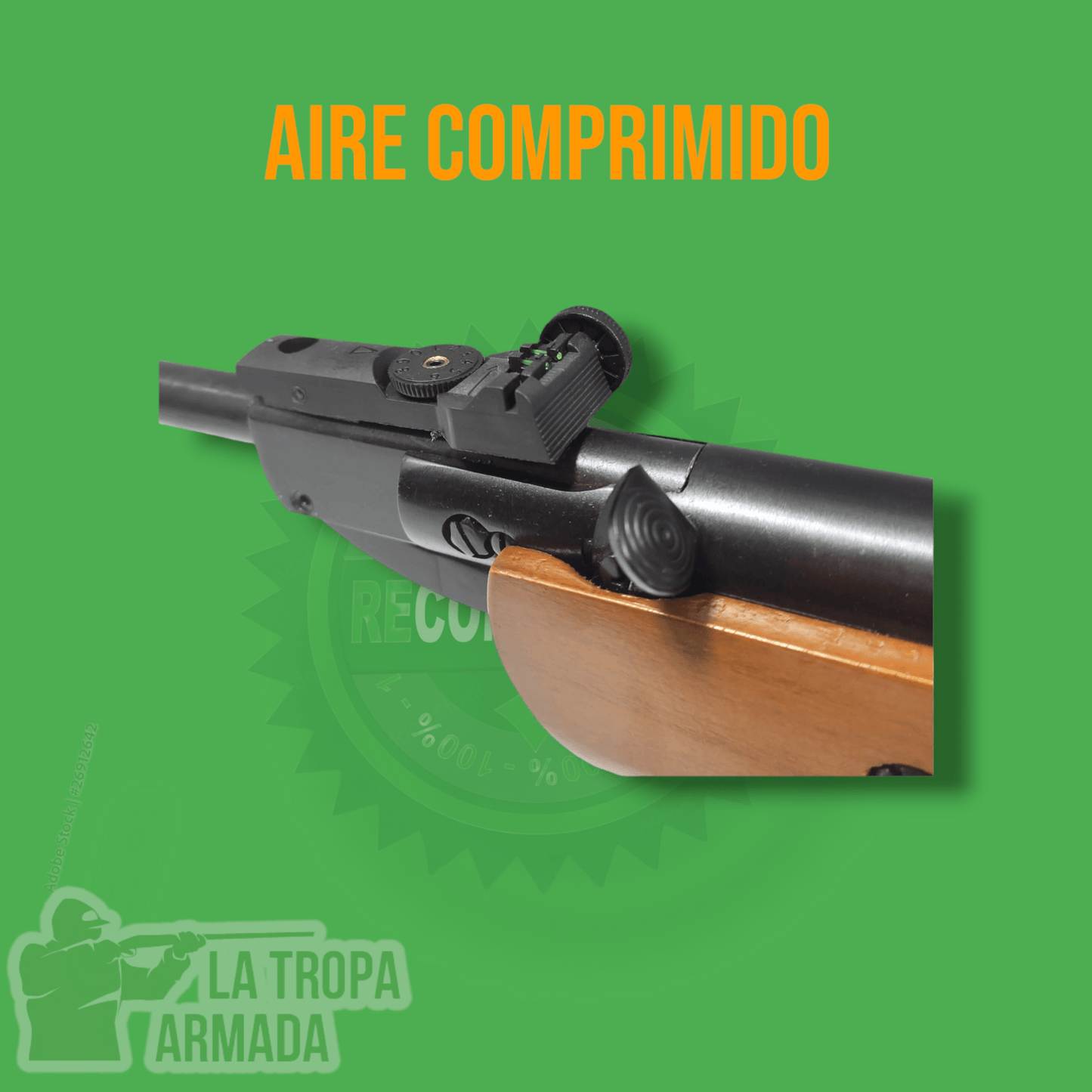 Rifle de Aire Comprimido Sistema Resorte  Calibre .177/.22 Mira 4x20 + 250 Diábolos  Fibra Óptica TRUGLO