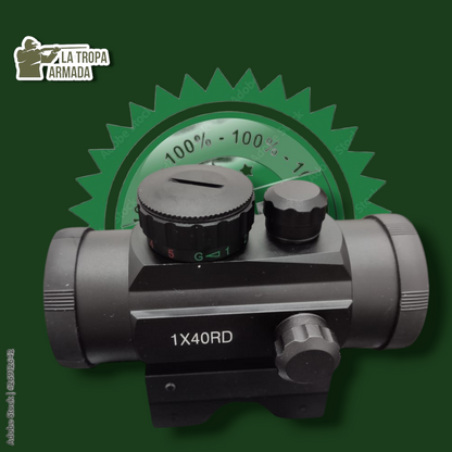 Mira Telescópica Red Dot 1X40 – Con Punto Rojo/Verde para Tiro Deportivo y Airsoft